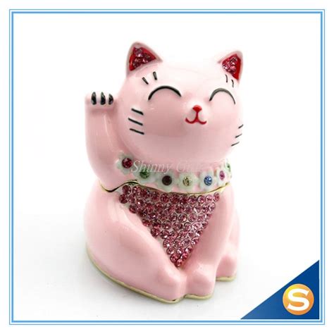 Pssopp Cat Trinket Box, Fortune Cat Metal Jewelry Box Exquisite 